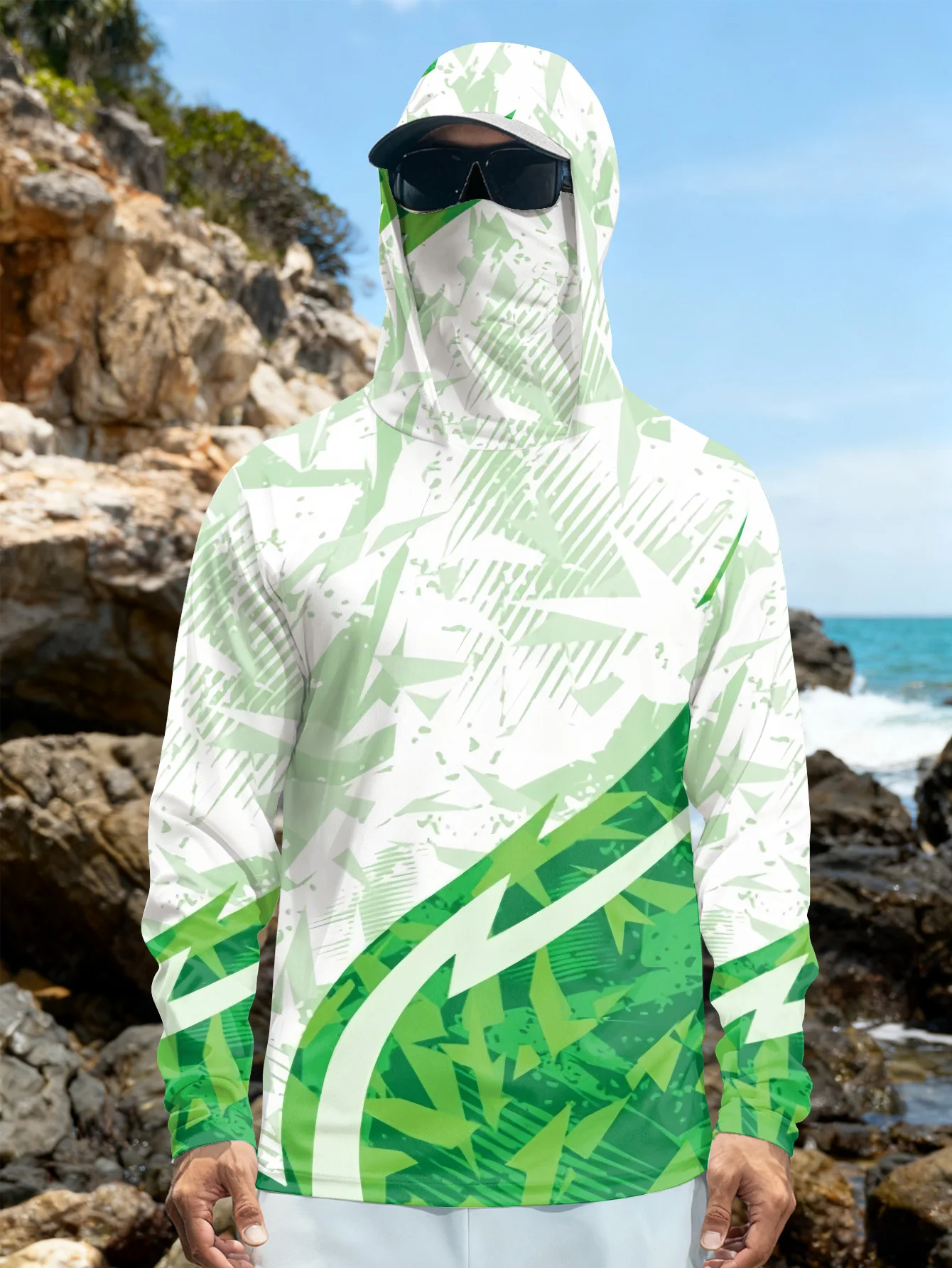 เสื้อตกปลาผู้ชาย มีฮู้ด ป้องกั - Outdoor Hunting Prints บทวิจารณ์และราคา