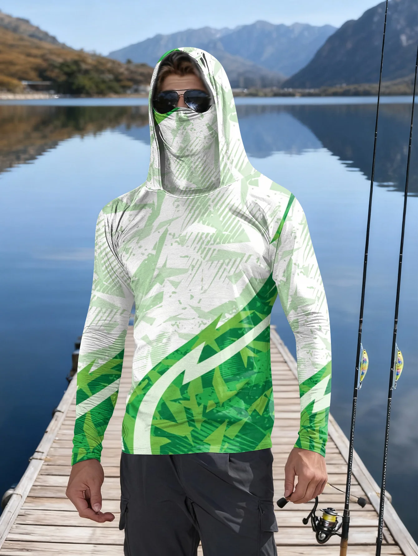 เสื้อตกปลาผู้ชาย มีฮู้ด ป้องกั - Outdoor Hunting Prints บทวิจารณ์และราคา