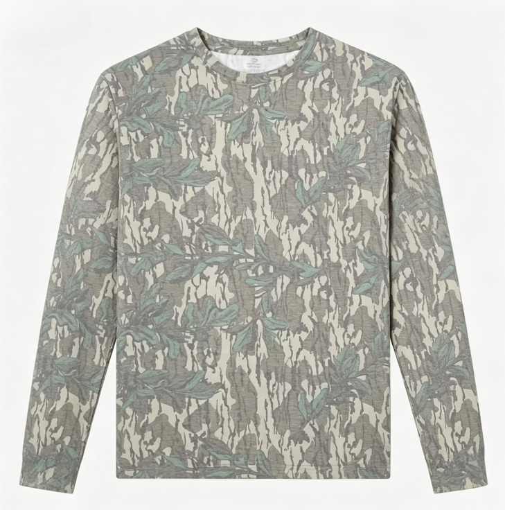 เสื้อยืดแขนยาวลายพรางใบไม้ คอก - Outdoor Hunting Prints บทวิจารณ์และราคา