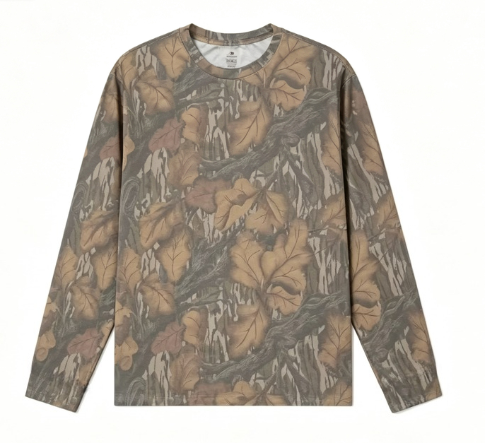 เสื้อยืดแขนยาวลายพรางใบไม้ คอก - Outdoor Hunting Prints บทวิจารณ์และราคา